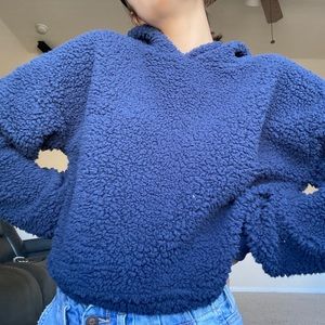 Comfy fluffy navy blue hoodie